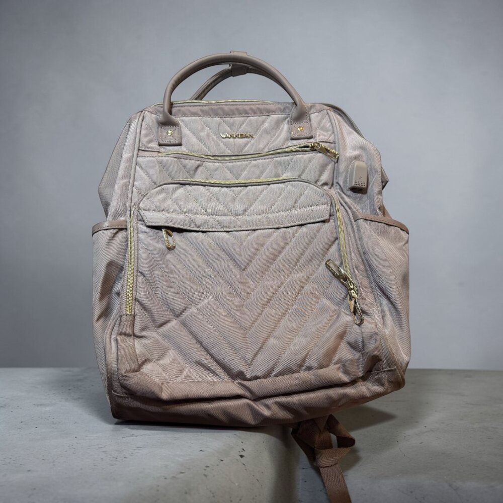 VANKEAN Laptop Backpack for Women with USB Port,15.6", Light Dusty Pink